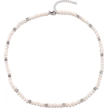 Náhrdelník NUBIS® Stříbrný náhrdelník s přírodními perličkami - NB-2440