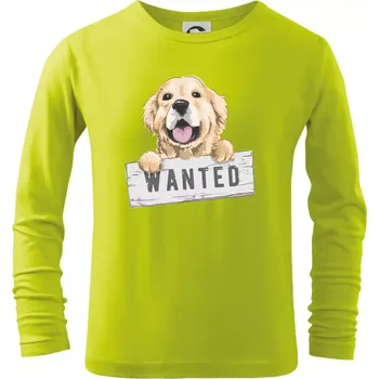 Dětská móda Zlatý retriever - štěně wanted - Triko dětské Long Sleeve - 134 cm/8 let ( Limetková )