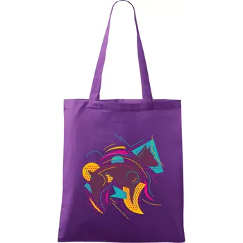 Pes abstrakce hubený - Taška bavlněná - 42 x 38 cm ( Fialová )