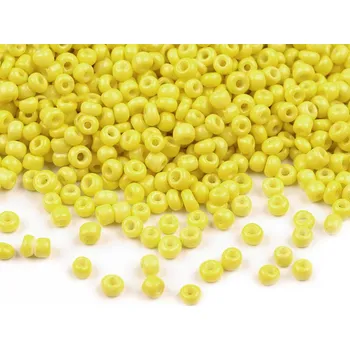 Dětské navlékací korálky Rokajl 12/0 - 2 mm neprůhledný, velké, 842 žlutá narcisová