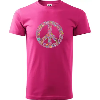 Peace symbol lístečky - Klasické pánské triko vyšší gramáže - XS ( Purpurová )
