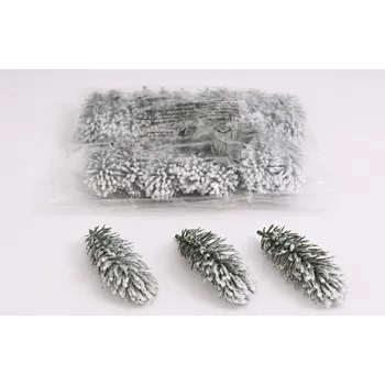 umělá květina Umělá větvička smrk zasněžená 10 cm