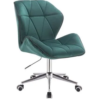 LuxuryForm DESIGN Kosmetická židle MILANO MAX VELUR na stříbrné podstavě s kolečky - zelená