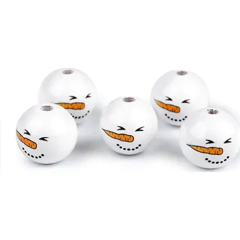 Dětské navlékací korálky Dřevěné korálky s obličejem sněhulák Ø20 mm