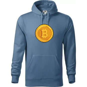 Pánská mikina Bitcoin mince - Mikina pánská Cape s kapucí - 4XL ( Denim )