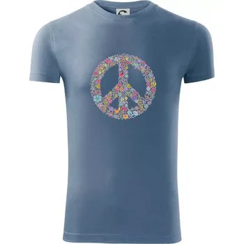 Pánské oblečení Peace symbol lístečky - Viper FIT - Pánské zůžené tričko - 3XL ( Denim )