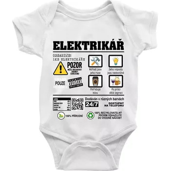 Kojenecký body Profese - informace o produktu - elektrikář - Body kojenecké s krátkým rukávem - Krátký r. do 3 měs ( Bílá )