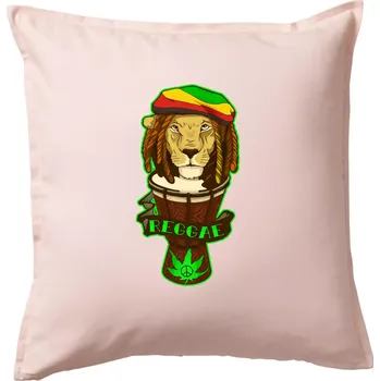 Polštář Reggae lev - Polštář 50x50 - 50x50 - Včetně výplně ( Světle růžová )