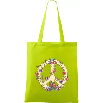 Peace symbol pískový - Taška bavlněná - 42 x 38 cm ( Limetková )