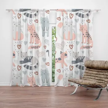 Závěs Sablio Závěs Malované kočičky: 2ks 140x250cm