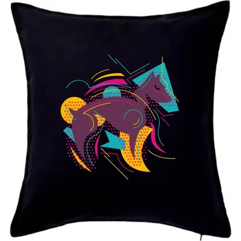 Polštář Pes abstrakce hubený - Polštář 50x50 - 50x50 - Pouze potah ( Černá )