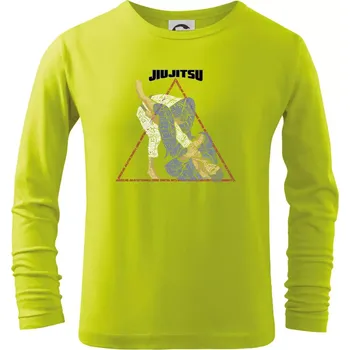 Chlapecké oblečení Jiu jitsu triangle - Triko dětské Long Sleeve - 104-110cm / 3-4 roky ( Limetková )