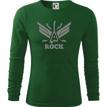 Pánská móda Rocková kytara křídla - Triko s dlouhým rukávem FIT-T long sleeve - M ( Lahvově zelená )