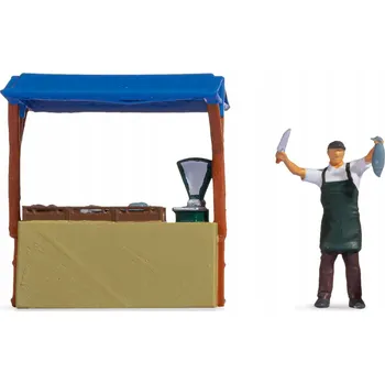 Modelová železnice NOCH 16503. Mini scéna. Rybí stánek s prodejcem, měřítko H0