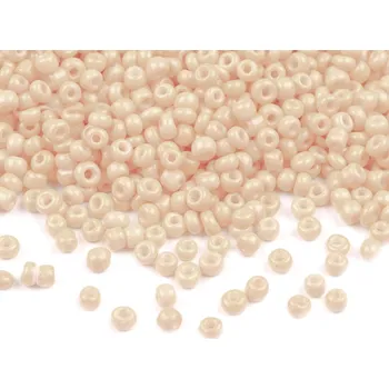 Dětské navlékací korálky Rokajl 12/0 - 2 mm neprůhledný, velké, 841/1 smetanová perleť