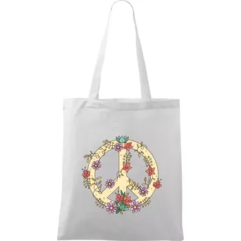 Peace symbol pískový - Taška bavlněná - 42 x 38 cm ( Bílá )