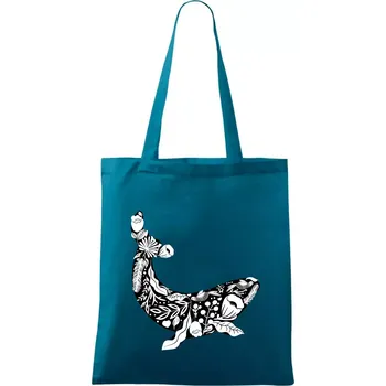 Velryba malovaná - Taška bavlněná - 42 x 38 cm ( Petrolejová )