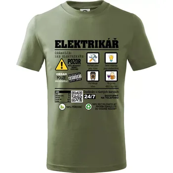 Profese - informace o produktu - elektrikář - Tričko dětské bavlněné - 104-110cm / 3-4 roky ( Khaki )