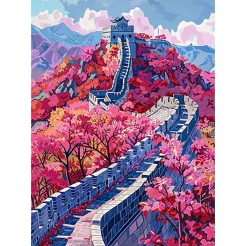 Obraz MALOVÁNÍ PODLE ČÍSEL S RÁMEM Obraz k vymalování - Čínská zeď 40x50 cm