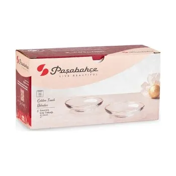 Sklenice Skleněný podšálek se zlatým okrajem 10 cm - karton 6 ks