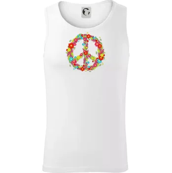 Peace symbol červené květiny - Tílko pánské Core - XL ( Bílá )
