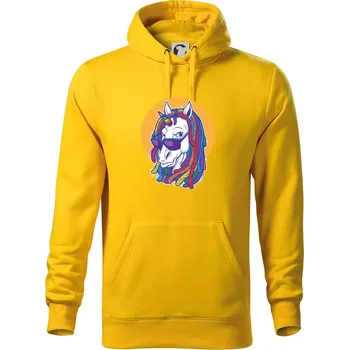 Pánská mikina Rasta unicorn - Mikina pánská Cape s kapucí - 2XL ( Žlutá )
