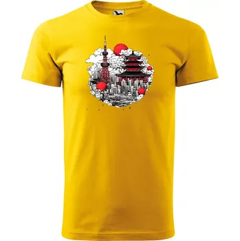 Pánské tričko Sablio Tričko s potiskem Mezi mraky - žluté XL