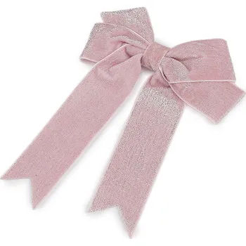 Vánoční dekorace Vánoční mašle sametová dvojitá 13x18 cm Varianta: 6 pudrová lurex, Balení: 6 ks