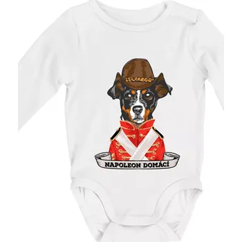 Kojenecký body Napoleon domácí pes kříženec - Body kojenecké s dlouhým rukávem - Dlouhý r. do 3 měs ( Bílá )