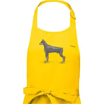 Kuchyňská zástěra Vintage Dobrman - Dámská zástěra na vaření - Univerzální velikost ( Žlutá )