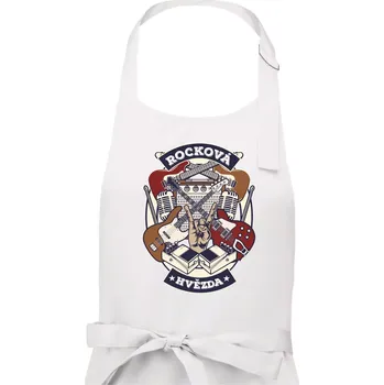 Kuchyňská zástěra Rocková hvězda - Pánská zástěra na vaření - Univerzální velikost ( Bílá )
