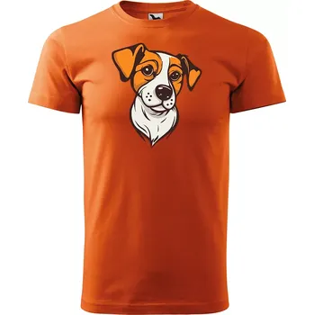 Pánské tričko Sablio Tričko s potiskem Jack Russel - oranžové M