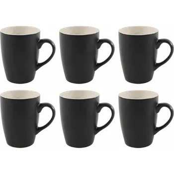 Sklenice HIT Sada hrnků na kávu i čaj porcelán 6 ks 340 ml černá/krémová HT-24304297