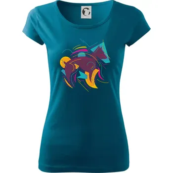 Dámské tričko Pes abstrakce hubený - Dámské triko Pure - 2XL ( Petrolejová )