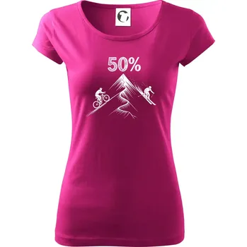 Dámské tričko Narozeniny cyklista a lyžař 50 - Dámské triko Pure - 2XL ( Fuchsiová )