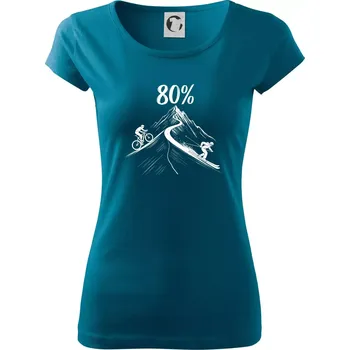 Dámské tričko Narozeniny cyklista a lyžař 80 - Dámské triko Pure - L ( Petrolejová )