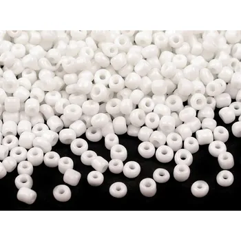 Dětské navlékací korálky Rokajl 12/0 - 2 mm neprůhledný, velké, 840 bílá