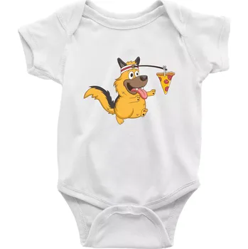 Kojenecké oblečení Pes s pizzou - Body kojenecké s krátkým rukávem - Krátký r. 6-12 mes ( Bílá )