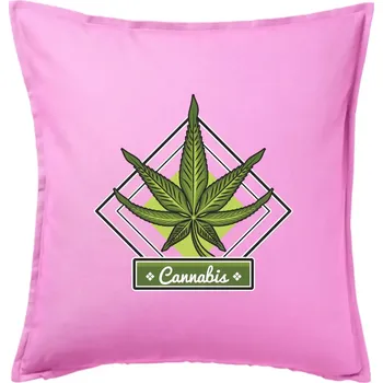 Polštář Cannabis list kosočtverec - Polštář 50x50 - 50x50 - Pouze potah ( Růžová )