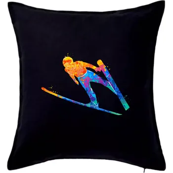 Polštář Skokan na lyžích splash - Polštář 50x50 - 50x50 - Pouze potah ( Černá )