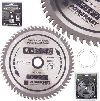 Pilový kotouč Vidiový pilový kotouč na dřevo 185 × 20 mm, 60 zubů TDD-185x20x60Z, Powermat PM0884