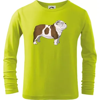 Chlapecké tričko Vintage English bulldog - Triko dětské Long Sleeve - 158 cm/12 let ( Limetková )