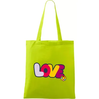 Love nápis s květinou - Taška bavlněná - 42 x 38 cm ( Limetková )
