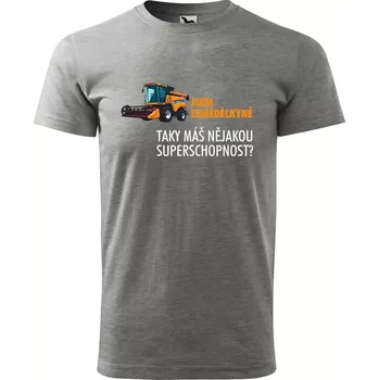 Sablio Tričko s potiskem Jsem zemědělkyně, taky máš nějakou superschopnost? - šedé 5XL