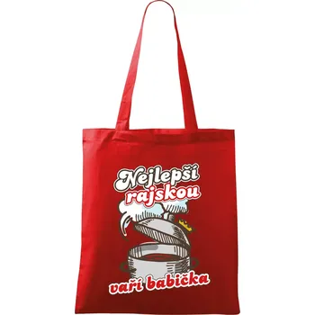 Nákupní taška Nejlepší rajskou vaří babička - Taška bavlněná - 42 x 38 cm ( Červená )
