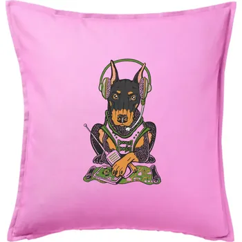 Polštář Bojový dobrman (Pecka design) - Polštář 50x50 - 50x50 - Pouze potah ( Růžová )