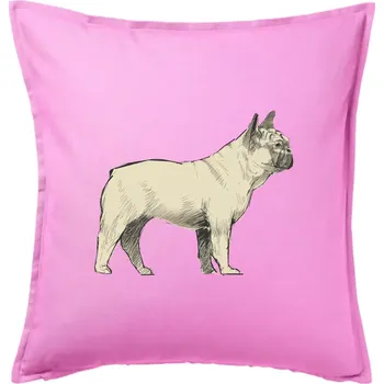 Polštář Vintage French bulldog - Polštář 50x50 - 50x50 - Pouze potah ( Růžová )