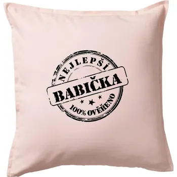 Polštář Razítko - nejlepší babička - Polštář 50x50 - 50x50 - Včetně výplně ( Světle růžová )