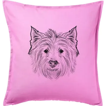 Polštář Teriér kresba - Polštář 50x50 - 50x50 - Včetně výplně ( Růžová )