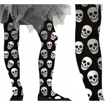 Dámské punčochy PUNČOCHÁČE LEBKY ČERNÉ HALLOWEEN VĚK 3-6
